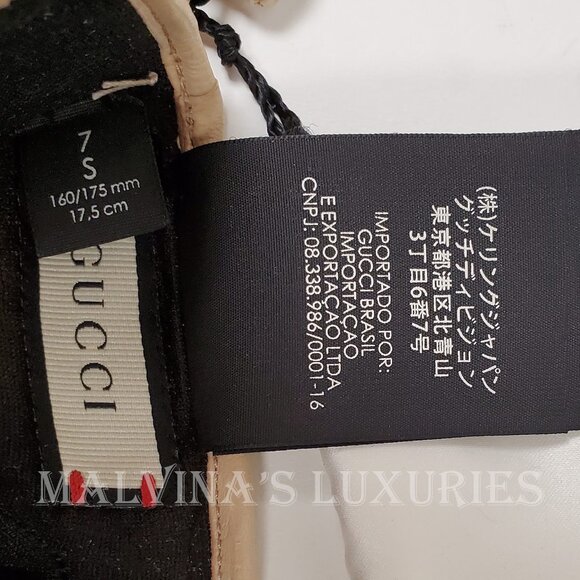 GUCCI GLOVES 477970 BEIGE LEATHER HEART CUT-OUT CAT FELINE HEAD - Picture 11 of 12